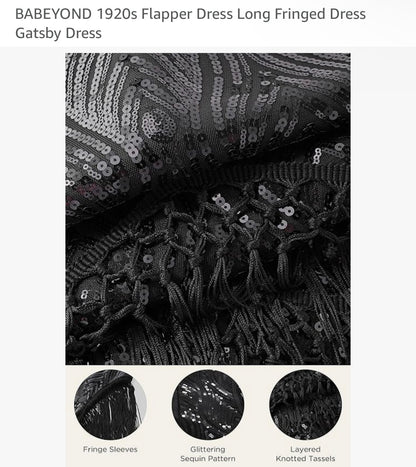 Black Flapper 1920s Reproduction Dress NWT