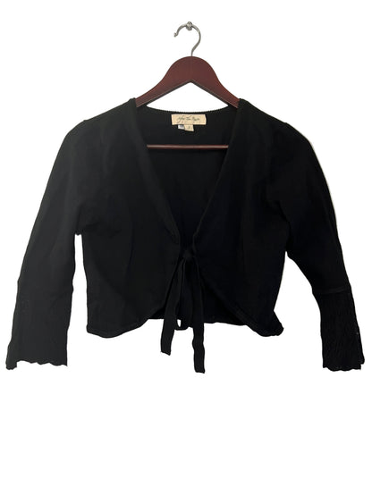 Black tie top with lace cuffs